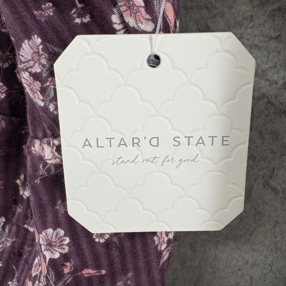 Altar’d State Floral Boho Cottagecore Mini Dress Purple Wine Long Sleeve Small - Picture 9 of 12